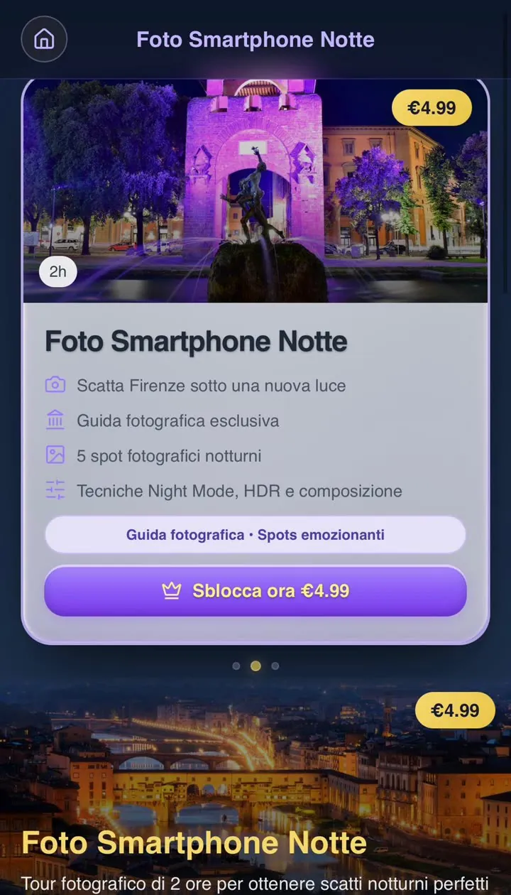 Tour Florencia Smartphone Noche en la app