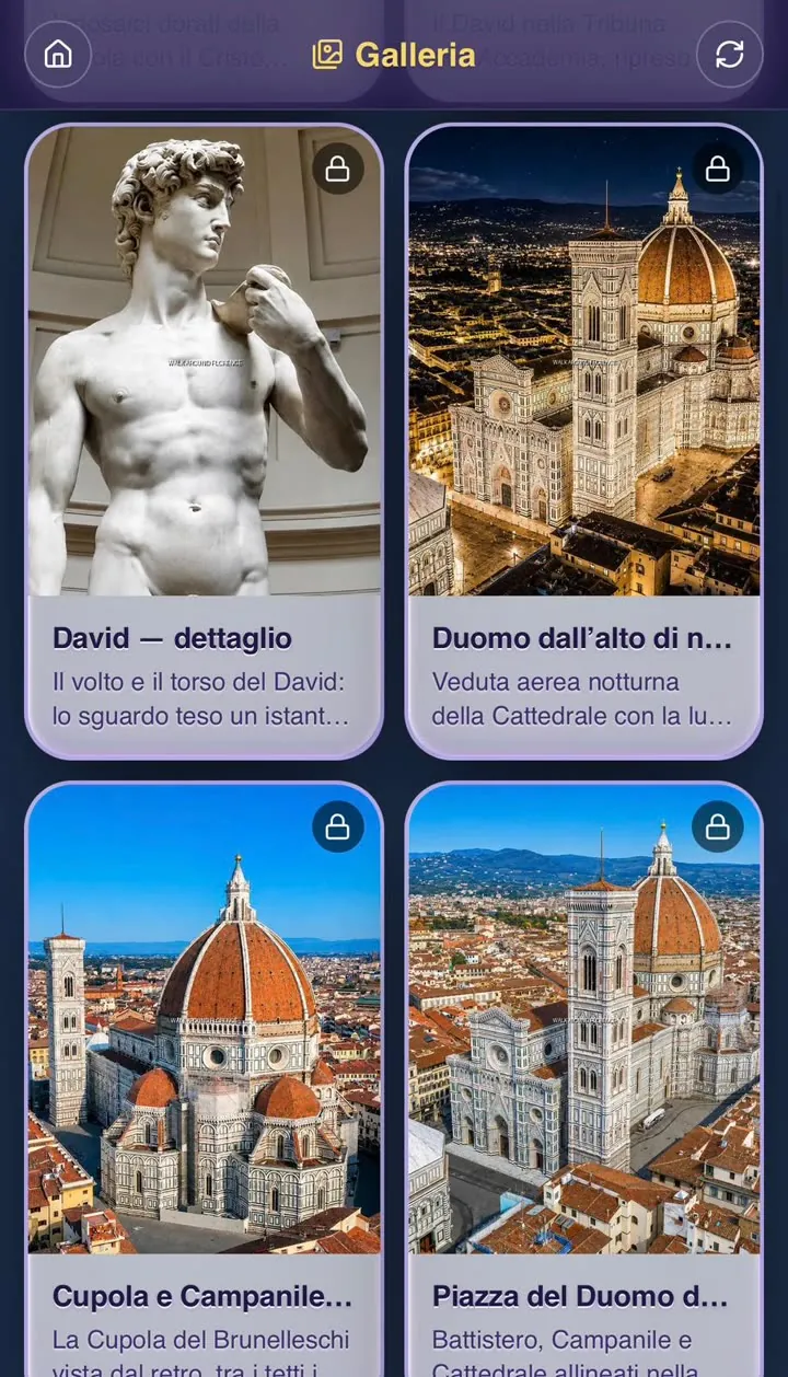 David, el Duomo de noche y la Cúpula de Brunelleschi